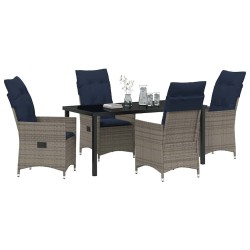 Ensemble table et chaises avec coussin 5 pcs Gris Rotin PE 563053563053