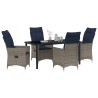 Ensemble table et chaises avec coussin 5 pcs Gris Rotin PE 563053563053
