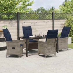 Ensemble table et chaises avec coussin 5 pcs Gris Rotin PE 563053563053