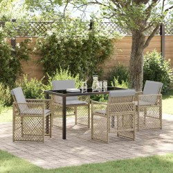 Ensemble de salle à manger pour jardin 5 pcs Beige polyrotin 563055563055