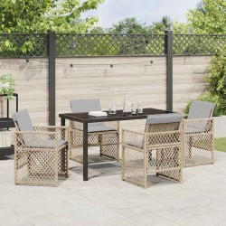 Ensemble de salle à manger pour jardin 5 pcs Beige polyrotin 563055563055