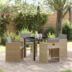 Ensemble de salle à manger pour jardin 5 pcs Beige polyrotin 563056563056