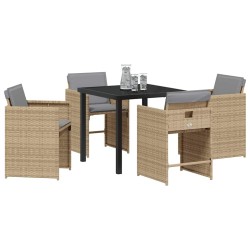 Ensemble de salle à manger pour jardin 5 pcs Beige polyrotin 563056563056