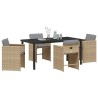 Ensemble de salle à manger pour jardin 5 pcs Beige polyrotin 563057563057