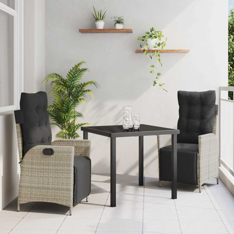 Ensemble de salle à manger pour jardin 3 pcs Gris clair 563058563058
