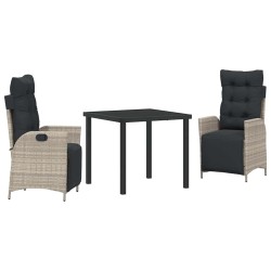 Ensemble de salle à manger pour jardin 3 pcs Gris clair 563058563058