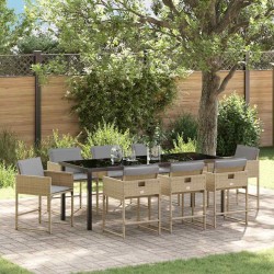 Ensemble de salle à manger pour jardin 9 pcs Beige polyrotin 563059563059