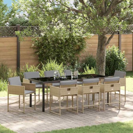 Ensemble de salle à manger pour jardin 9 pcs Beige polyrotin 563059563059