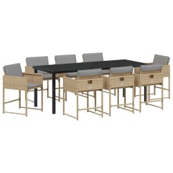 Ensemble de salle à manger pour jardin 9 pcs Beige polyrotin 563059563059