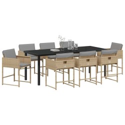 Ensemble de salle à manger pour jardin 9 pcs Beige polyrotin 563059563059