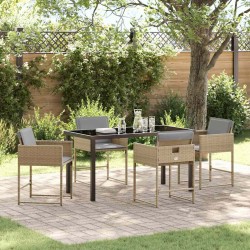 Ensemble de salle à manger pour jardin 5 pcs Beige polyrotin 563063563063