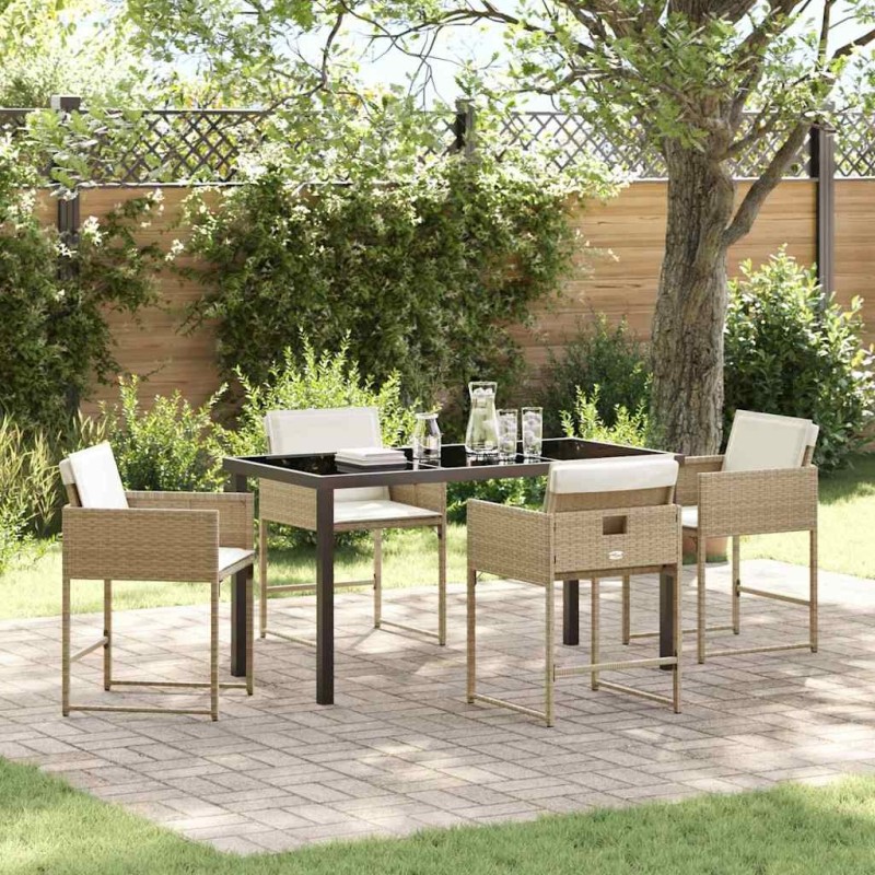 Ensemble de salle à manger pour jardin 5 pcs Beige polyrotin 563065563065