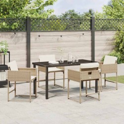 Ensemble de salle à manger pour jardin 5 pcs Beige polyrotin 563065563065