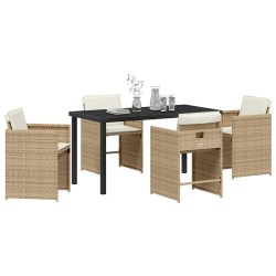 Ensemble de salle à manger pour jardin 5 pcs Beige polyrotin 563068563068