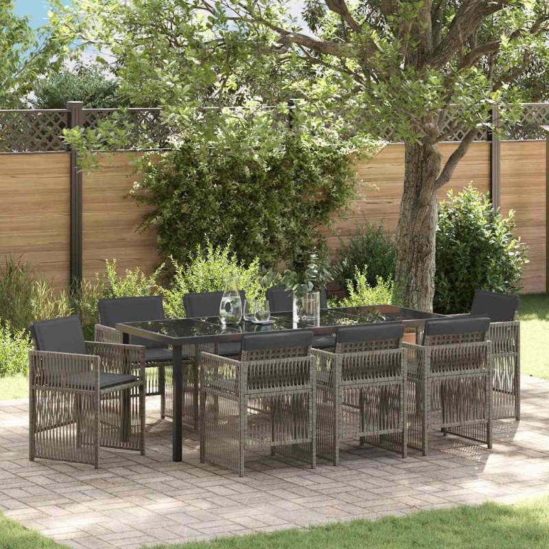 Ensemble de salle à manger pour jardin 9 pcs Gris 563069563069