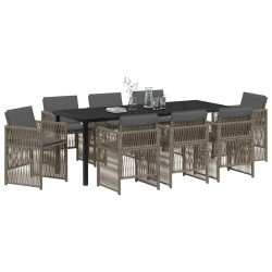Ensemble de salle à manger pour jardin 9 pcs Gris 563069563069
