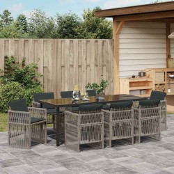 Ensemble de salle à manger pour jardin 9 pcs Gris 563069563069