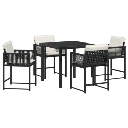 Ensemble de salle à manger pour jardin 5 pcs Noir polyrotin 563071563071
