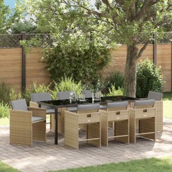 Ensemble de salle à manger pour jardin 9 pcs Beige polyrotin 563072563072