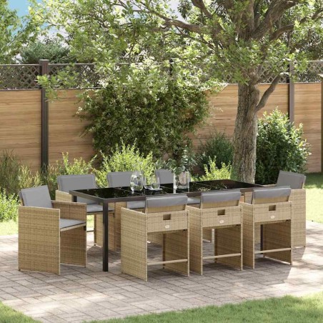 Ensemble de salle à manger pour jardin 9 pcs Beige polyrotin 563072563072