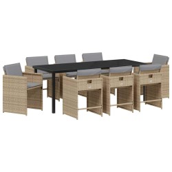 Ensemble de salle à manger pour jardin 9 pcs Beige polyrotin 563072563072