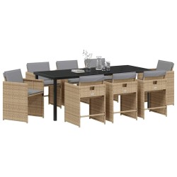Ensemble de salle à manger pour jardin 9 pcs Beige polyrotin 563072563072