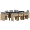 Ensemble de salle à manger pour jardin 9 pcs Beige polyrotin 563072563072