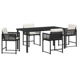 Ensemble de salle à manger pour jardin 5 pcs Noir polyrotin 563073563073