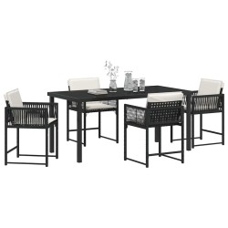 Ensemble de salle à manger pour jardin 5 pcs Noir polyrotin 563073563073