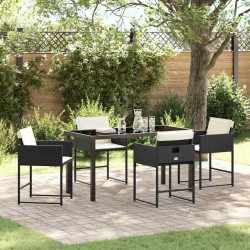 Ensemble de salle à manger pour jardin 5 pcs Noir polyrotin 563074563074