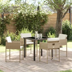 Ensemble de salle à manger pour jardin 5 pcs Beige polyrotin 563076563076