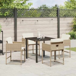 Ensemble de salle à manger pour jardin 5 pcs Beige polyrotin 563076563076
