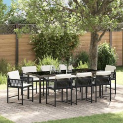 Ensemble de salle à manger pour jardin 9 pcs Noir polyrotin 563078563078