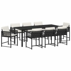 Ensemble de salle à manger pour jardin 9 pcs Noir polyrotin 563078563078
