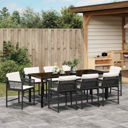 Ensemble de salle à manger pour jardin 9 pcs Noir polyrotin 563078563078
