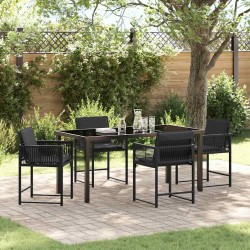 Ensemble de salle à manger pour jardin 5 pcs Noir polyrotin 563079563079