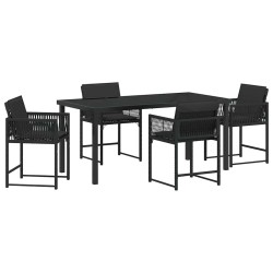 Ensemble de salle à manger pour jardin 5 pcs Noir polyrotin 563079563079