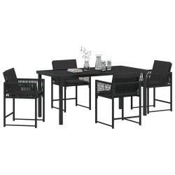 Ensemble de salle à manger pour jardin 5 pcs Noir polyrotin 563079563079