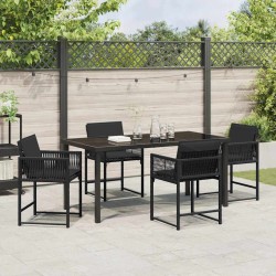 Ensemble de salle à manger pour jardin 5 pcs Noir polyrotin 563079563079