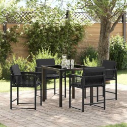 Ensemble de salle à manger pour jardin 5 pcs Noir polyrotin 563080563080