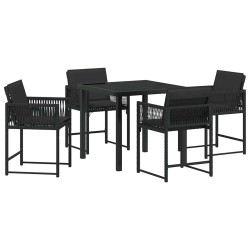 Ensemble de salle à manger pour jardin 5 pcs Noir polyrotin 563080563080