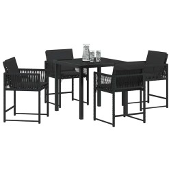 Ensemble de salle à manger pour jardin 5 pcs Noir polyrotin 563080563080