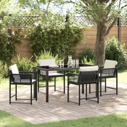 Ensemble de salle à manger pour jardin 5 pcs Noir polyrotin 563081563081