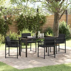 Ensemble de salle à manger pour jardin 5 pcs Noir polyrotin 563082563082