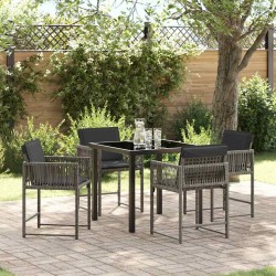 Ensemble de salle à manger pour jardin 5 pcs Gris polyrotin 563083563083