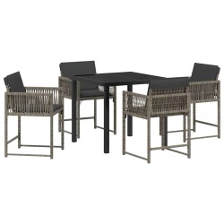 Ensemble de salle à manger pour jardin 5 pcs Gris polyrotin 563083563083