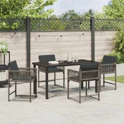 Ensemble de salle à manger pour jardin 5 pcs Gris polyrotin 563084563084