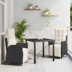 Ensemble de salle à manger pour jardin 3 pcs Noir polyrotin 563085563085
