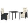Ensemble de salle à manger pour jardin 3 pcs Noir polyrotin 563085563085