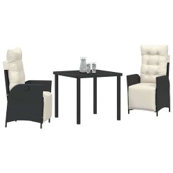 Ensemble de salle à manger pour jardin 3 pcs Noir polyrotin 563085563085